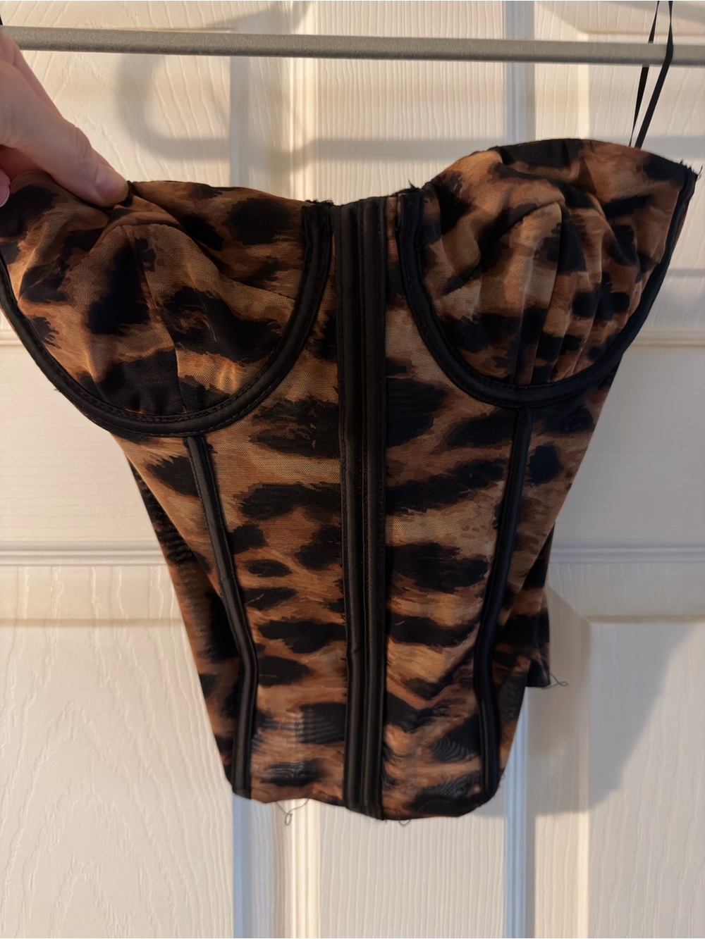 Edikted Brown and Black Animal Print Corset Top